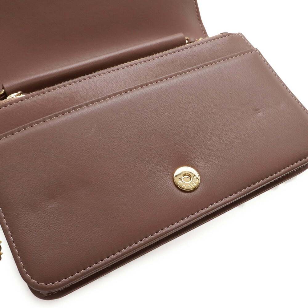 CHANEL Gray Leather Logo Pochette Wallet - Picture 9 of 10